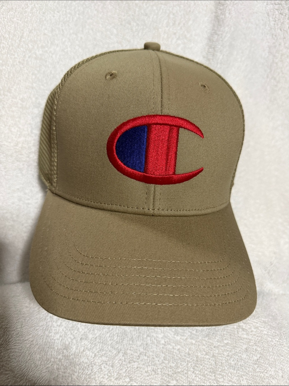 Champion Khaki Cap with Red & Navy Embroidered C